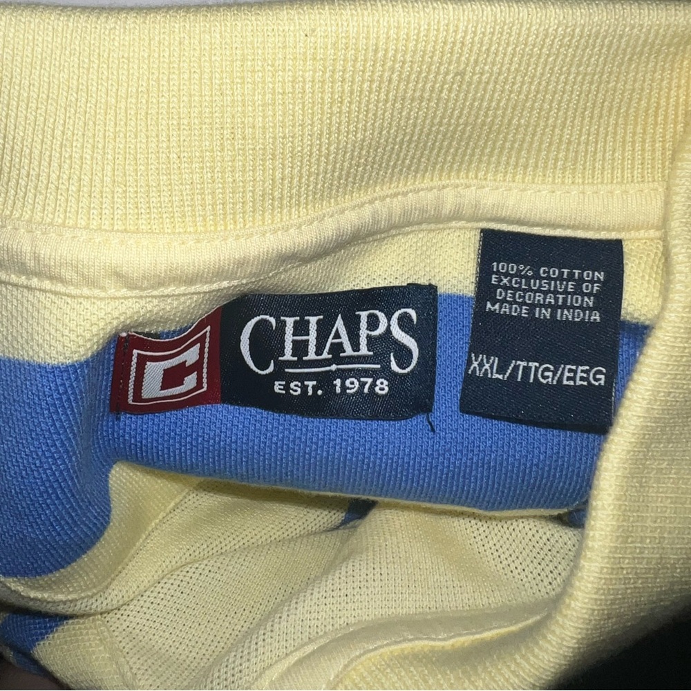 (NWOT) Chaps Men Yellow And Blue Striped Button Up Shirt - Picture 5 of 5